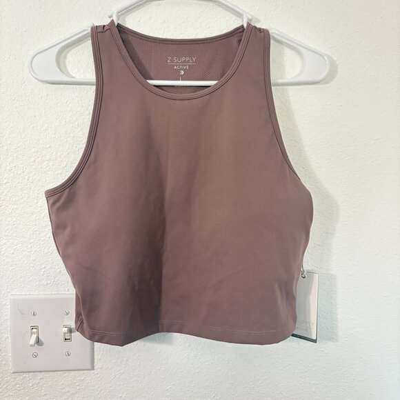 Z Supply Strength High Neck Tank Twilight Sky New Large Built in Bra - Picture 2 of 8